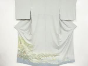 リサイクル　作家物　手描き友禅家屋に松風景模様一つ紋色留袖